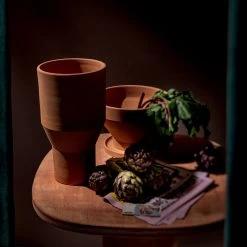 Vase à Fleurs Design En Terre Cuite Avec Soucoupe Made In Italy - Ettie -Décoration D'intérieur vaso portafiori di design in terracotta con sottovaso made in italy ettie 9