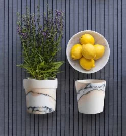 Vase Arrondi En Marbre Paonazzo Fabriqué En Italie, 5 Pièces - Murlino -Décoration D'intérieur vaso stondato di design in marmo paonazzo made in italy 5 pezzi murlino 2