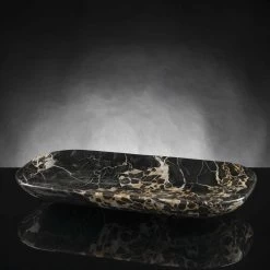 Plateau élégant En Marbre Portoro Made In Italy - Ethereal -Décoration D'intérieur vassoio elegante in marmo portoro realizzato in italia etereo 2
